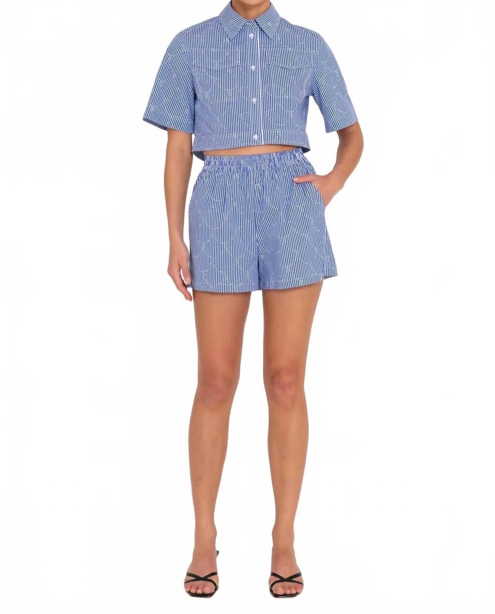 NEW SANS FAFF biarritz top in diamond blue stripe